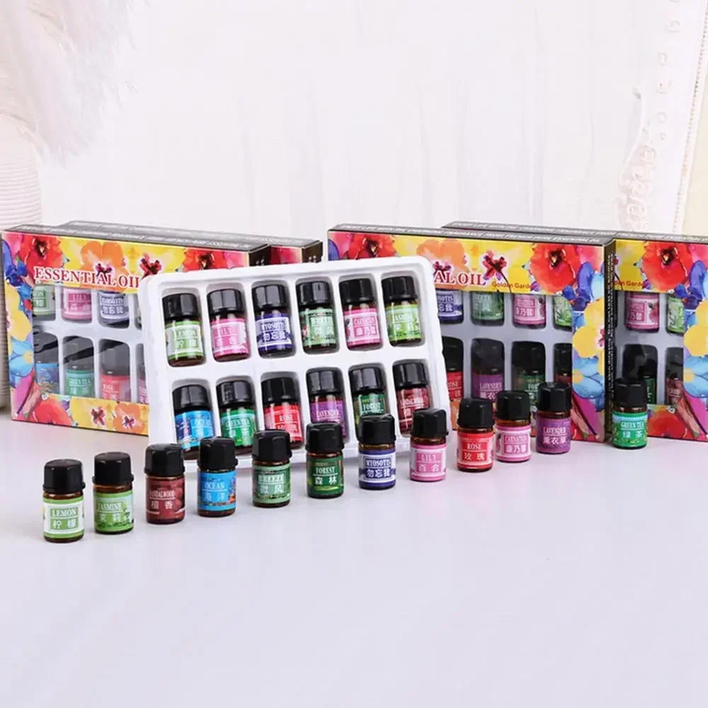 12-Pack Natural Aromatherapy Essential Oil Set — Air Freshener for Diffuser, AC & Humidifier
