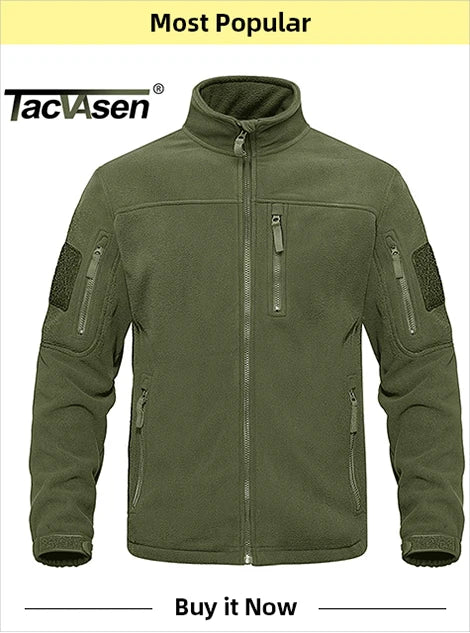 TACVASEN Men's Hooded Fleece Jacket – Full-Zip Windproof Warm Work Coat for Outdoor & Office