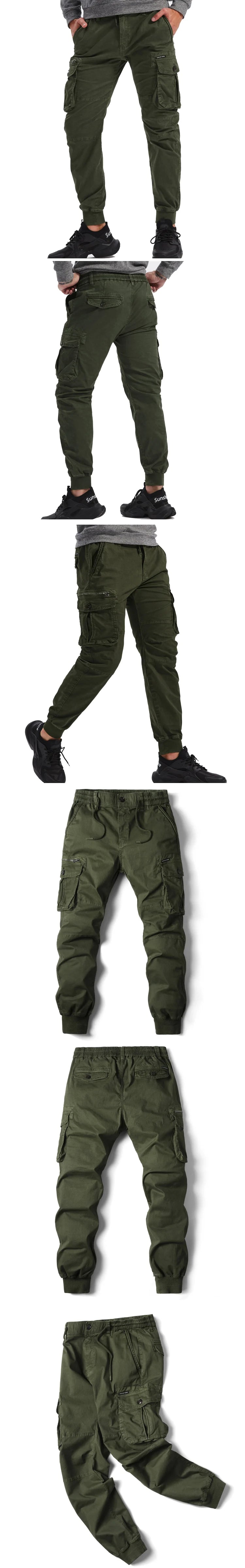 Men's Cotton Cargo Pants — Multi-Pocket Tactical Joggers in Khaki, Black & Army Green