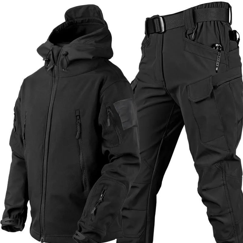 Men's Camouflage Tactical Set – Waterproof Softshell Fleece Jacket & Cargo Pants