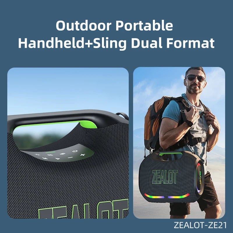 ZEALOT ZE21 250W Portable Bluetooth Speaker — Waterproof, TWS, 48000mAh Power Bank