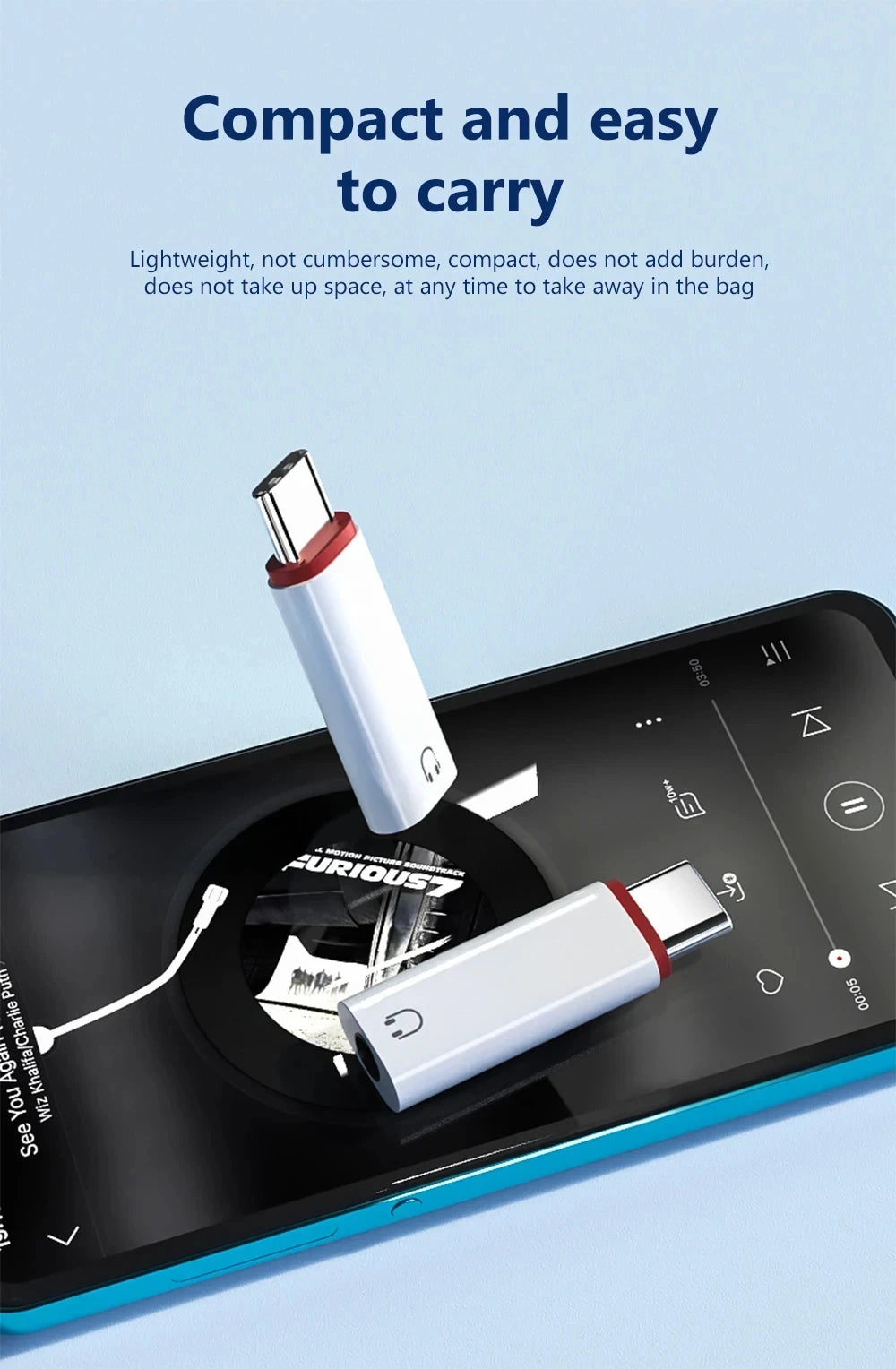 USB-C to 3.5mm Headphone Adapter for iPhone & Samsung