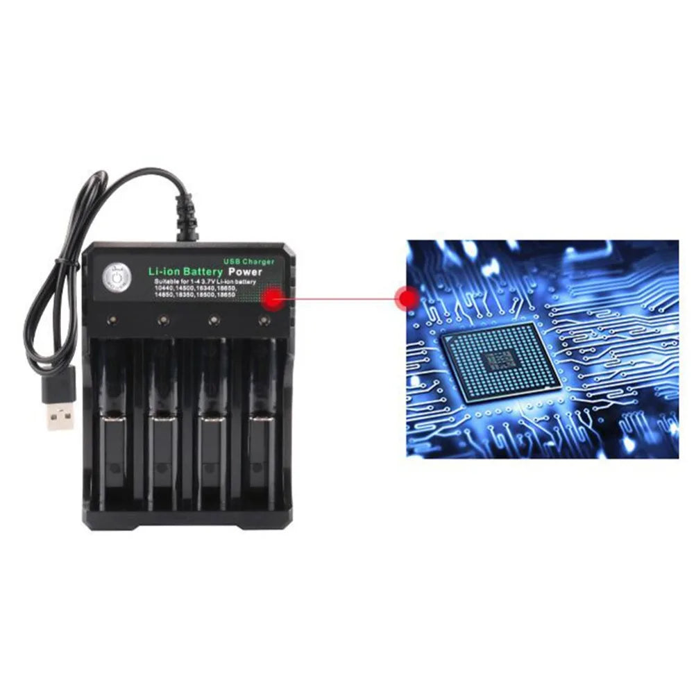 USB Li-ion Battery Charger – 2, 3 or 4 Slot Independent Charging for 18650, 18350 & 18500 Batteries