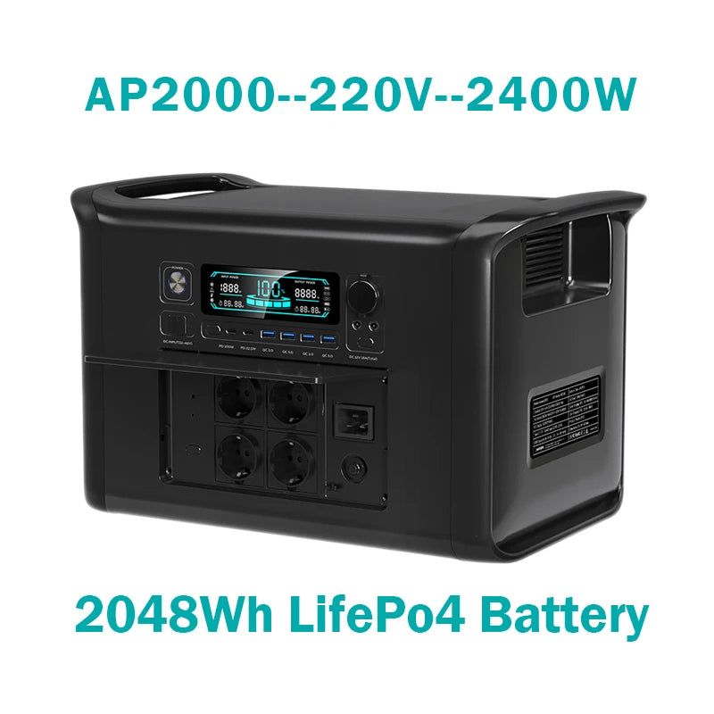 Portable Power Station — 2400W / 1800W / 500W LiFePO4 Solar Generator & Emergency Power Supply