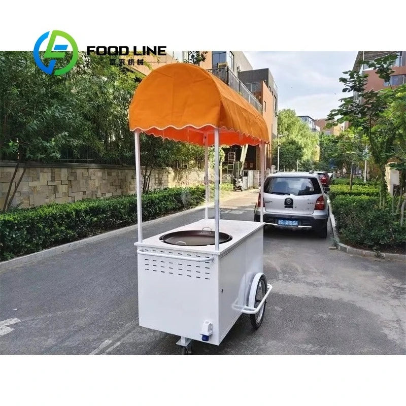 Customized Hand Push Ice Cream Vending Cart — 3-Wheel Commercial Stainless Steel