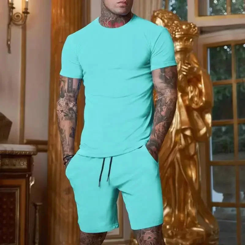 Men's Breathable T-Shirt & Shorts Casual Summer Sport Set – Fashionable Outdoor 2-Piece