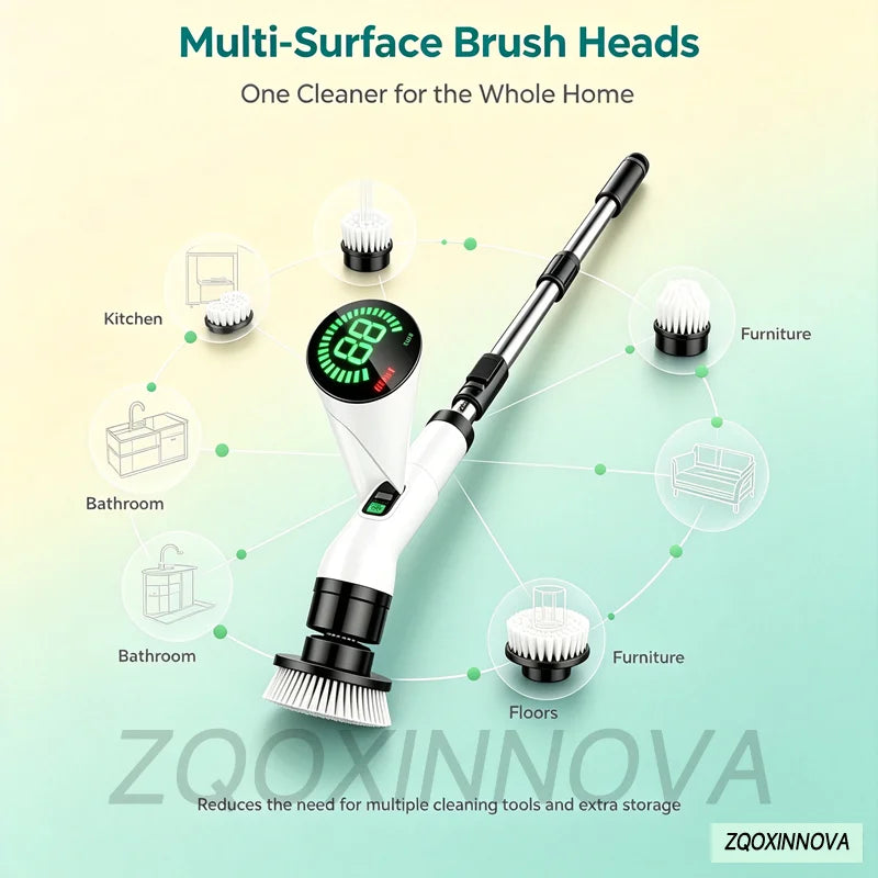 Cordless Multipurpose Spin Scrubber – Electric Cleaning Brush for Kitchen, Bathroom, Toilet & Broom