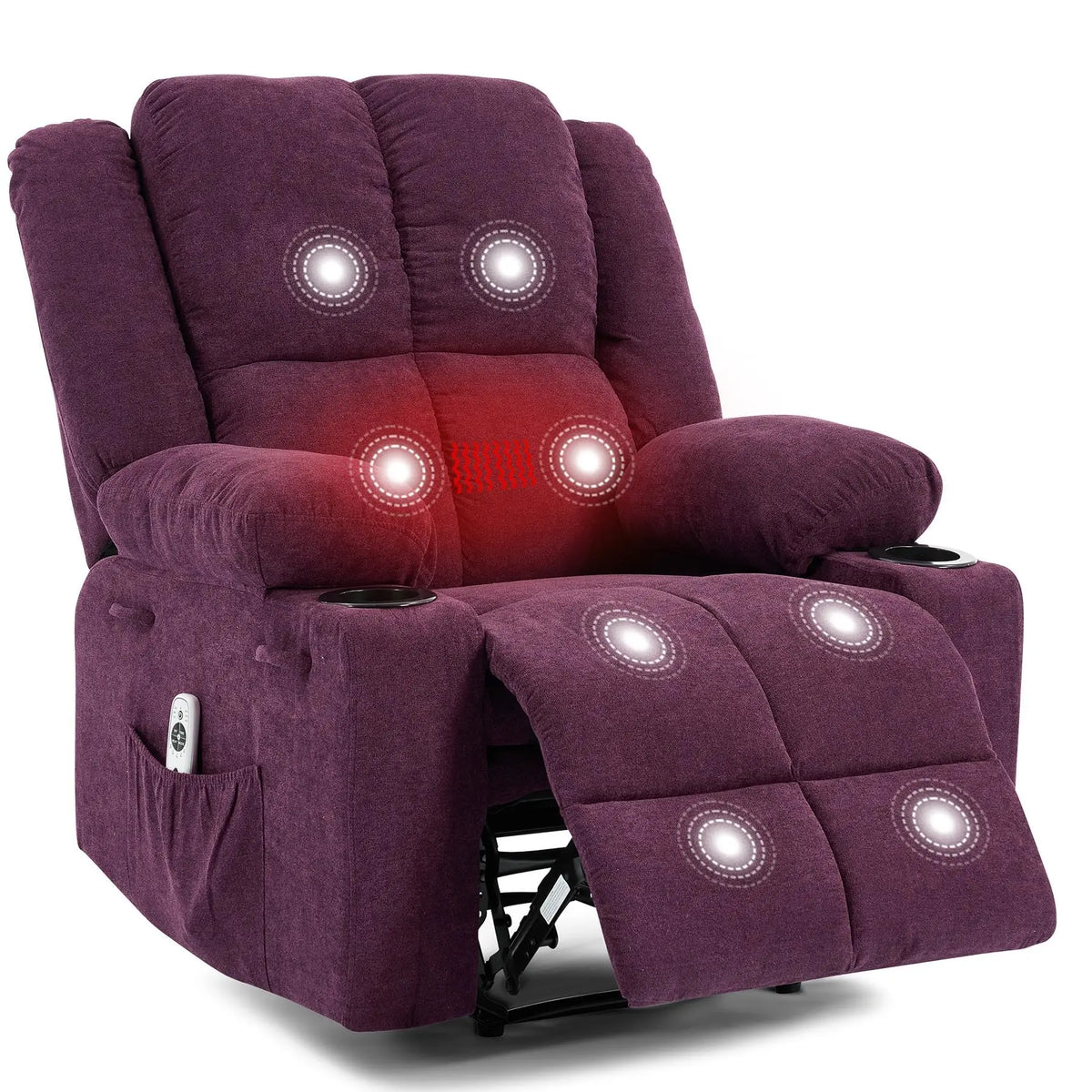 Massage Recliner Chair with Heat – 155° Manual Recline