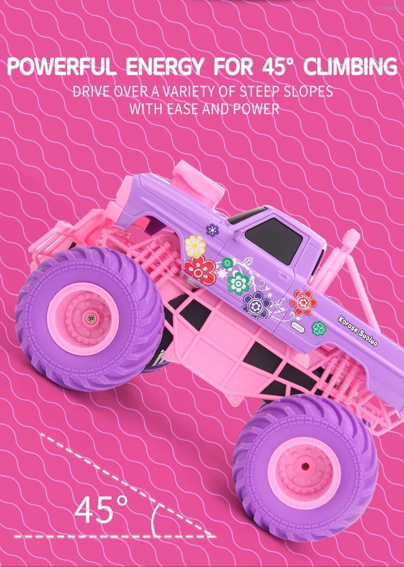 1:16 Pink Remote Control Car 2.4G_Hz Spray Music Light DIY Sticker Racing Car 1:18 Climbing Off-road Toy Car Kids Festival Gifts