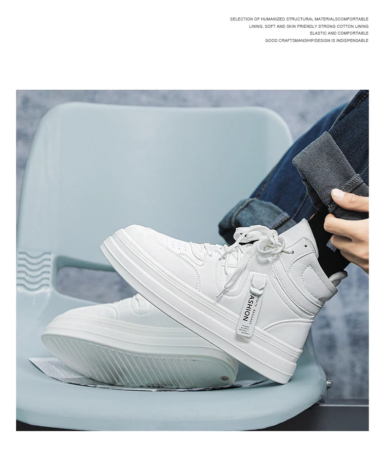 Men's High-Top Classic Casual Sports Shoes – Durable Leather Sneakers