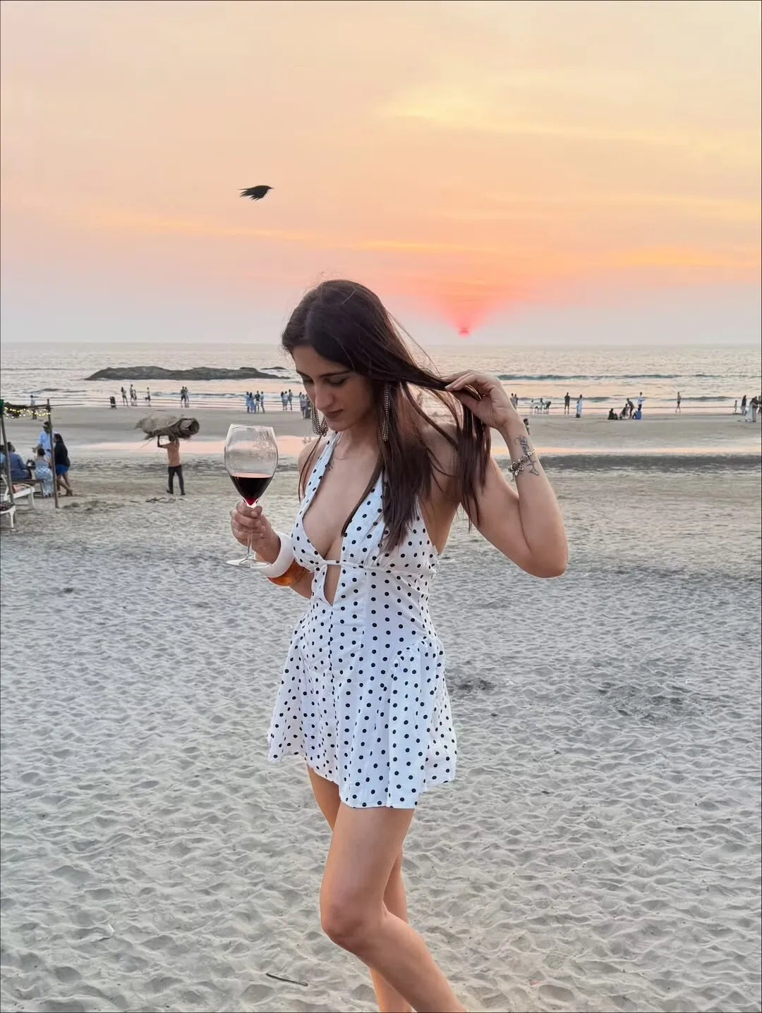 Retro Polka Dot Deep V Halter Mini Dress — Backless A-Line Slim Summer Dress