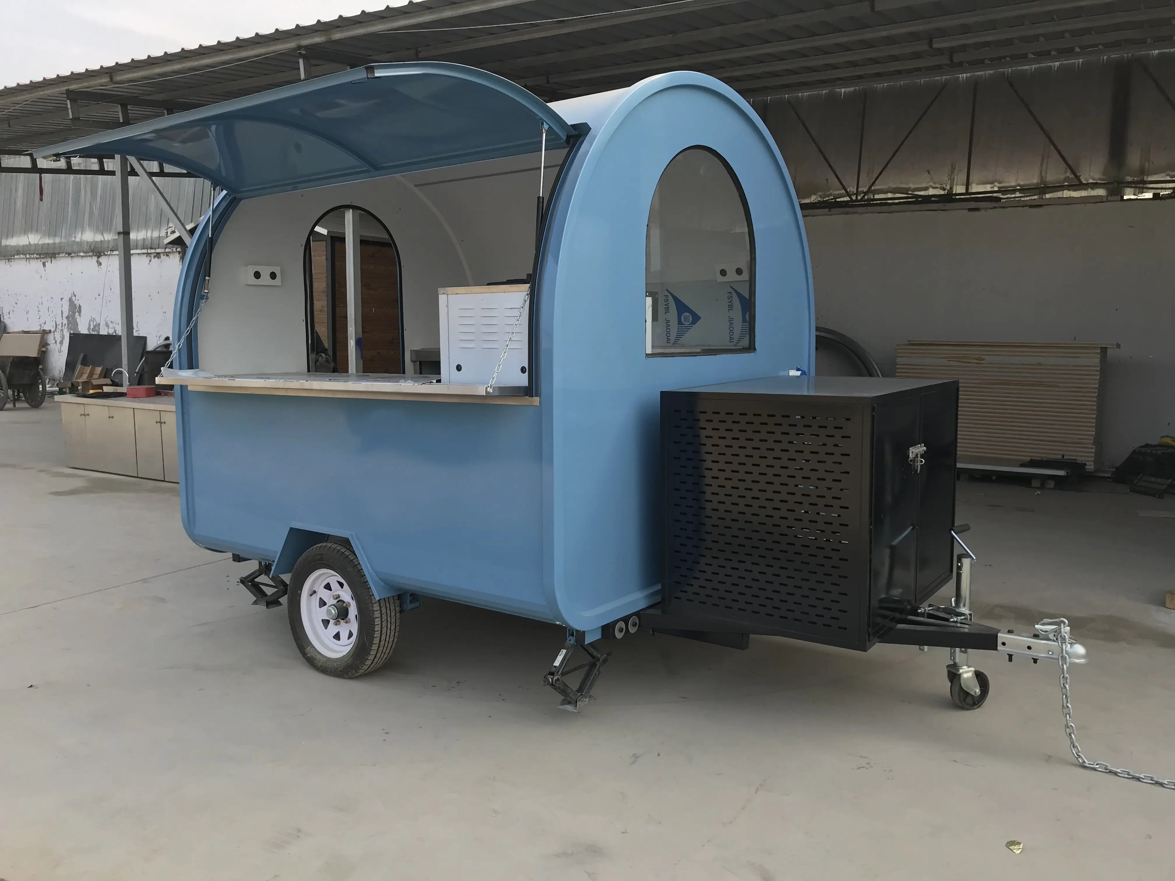 Custom Food Truck Cart — Burger & Fast Food Design with Dual Sinks & Non-Slip Floor