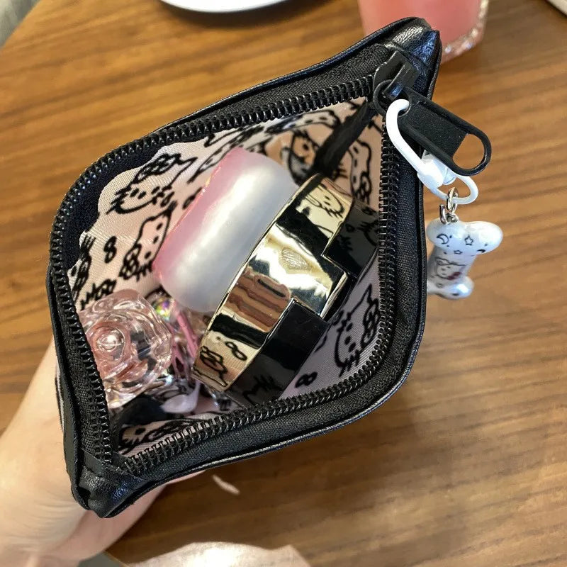Kawaii Hello Kitty Lace Cosmetic Bag – Cute Vintage Mesh Makeup & Coin Purse Gift