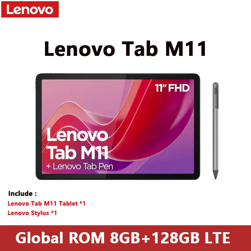 Lenovo Tab M11 11" Android 13 Tablet – 8GB RAM, 128GB, 4G LTE, Widevine L1, 7040mAh