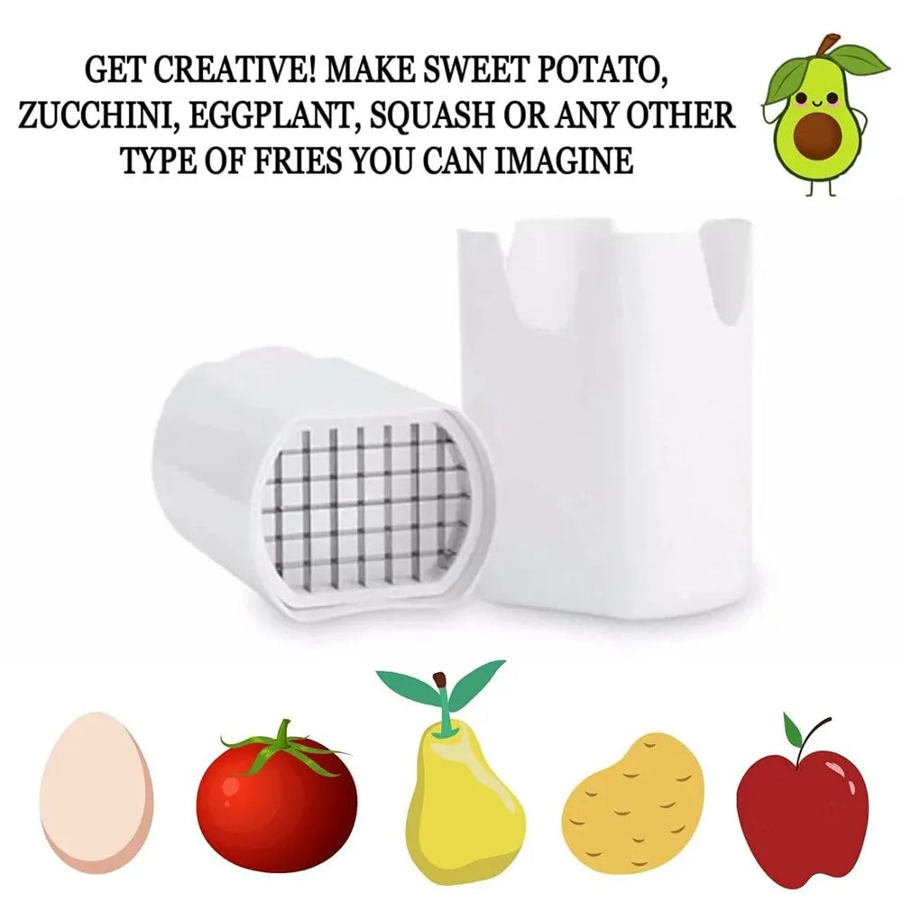 Perfect Fries. Every Time. — Stainless Steel French Fry Cutter & Potato Slicer | Natural Cut, Rapid Slicer, Veggie Dicer & Chopper, 12.5x9.5cm