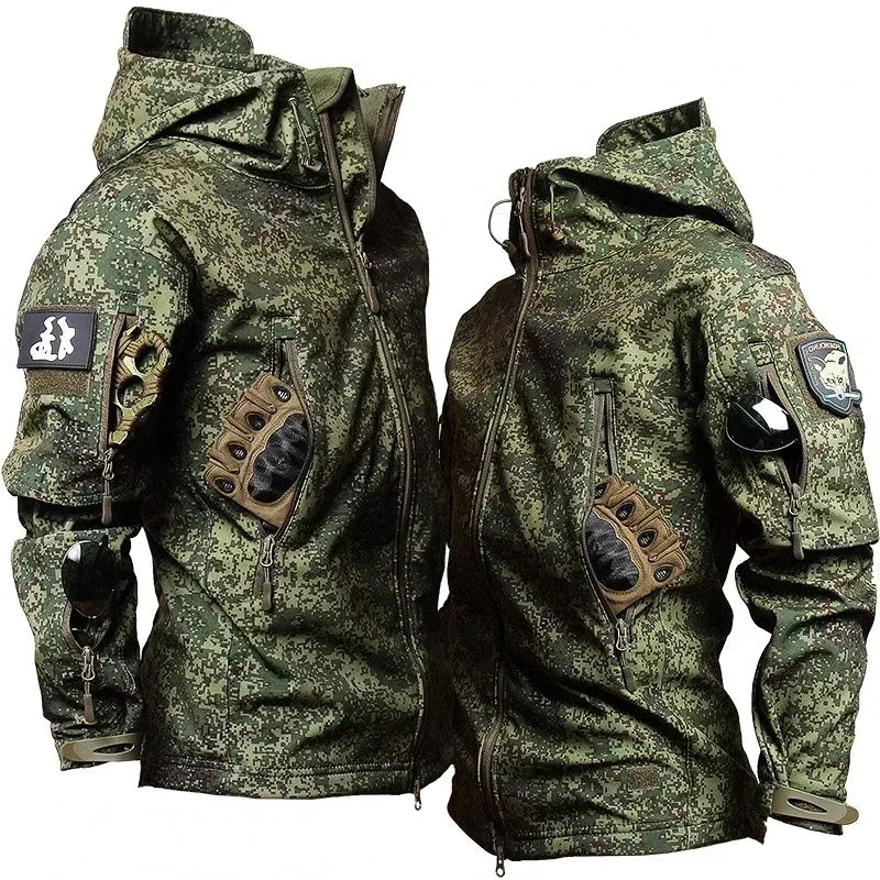 Men's Camo Waterproof Tactical Jacket & Fleece Pants Set – Winter Hunting Outdoor 2-Piece