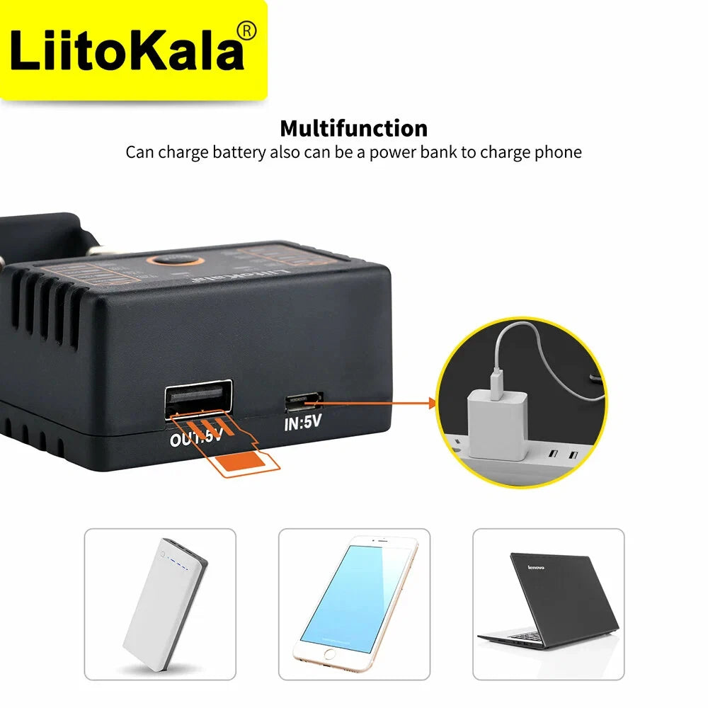LiitoKala Lii-202 Smart Battery Charger – 18650, 21700, 26650, 14500 NiMH & Li-ion Universal Charger