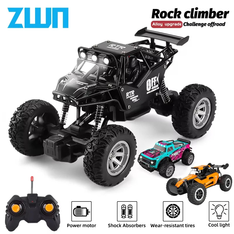 ZWN 1:16 / 1:20 Scale 2WD RC Off-Road Climbing Car with LED Light – Outdoor Kids Gift