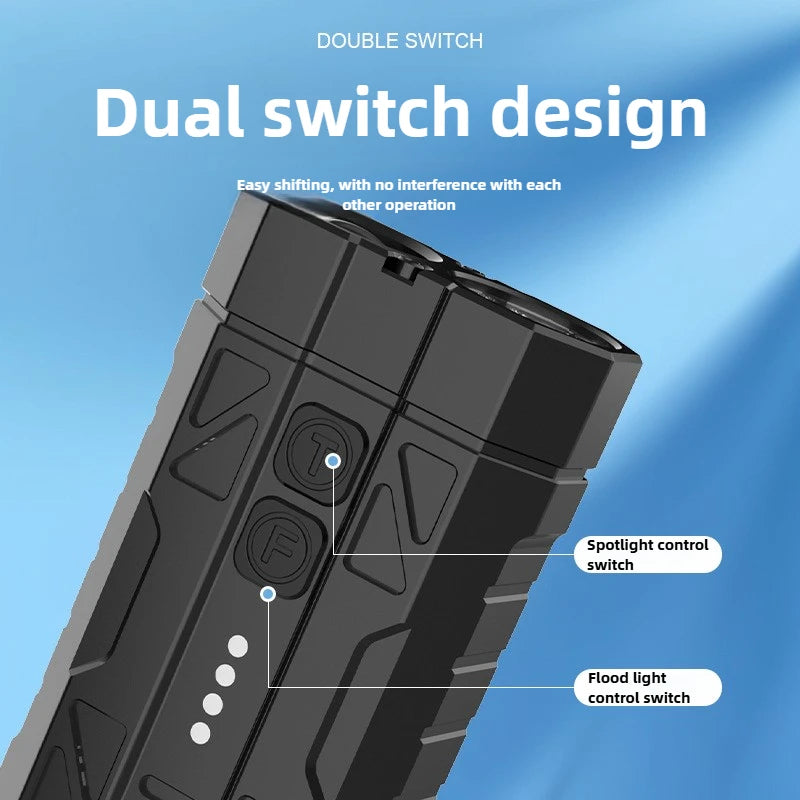 EDC Aluminum Alloy Multi-Function Flashlight – Dual Switch & Power Display