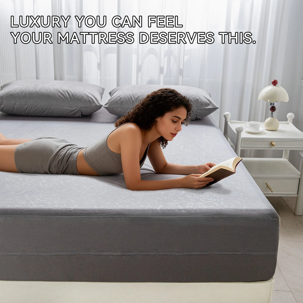 6-Sided Waterproof Zippered Mattress Encasement – Full Mattress Protector Cover, White or Gray