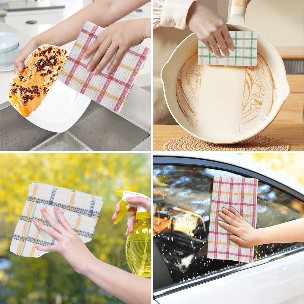 Soft Absorbent Kitchen Cleaning Cloths 10-Pack – Reusable Polyester Dish Cloths for Home & Kitchen