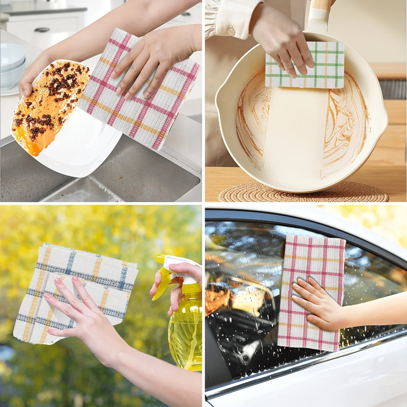 Soft Absorbent Kitchen Cleaning Cloths 10-Pack – Reusable Polyester Dish Cloths for Home & Kitchen