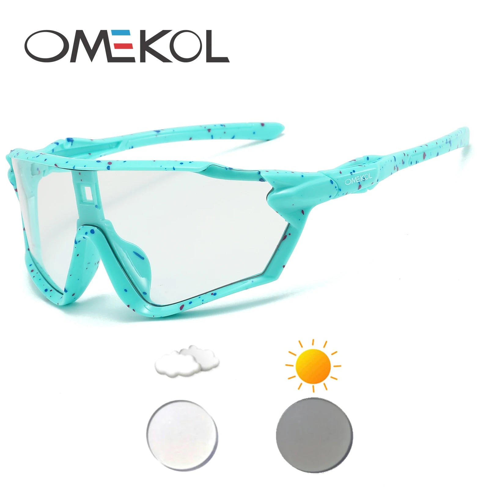 OMEKOL Photochromic Cycling Sunglasses | Men Women Outdoor MTB Mountain Bike Baseball Eyewear