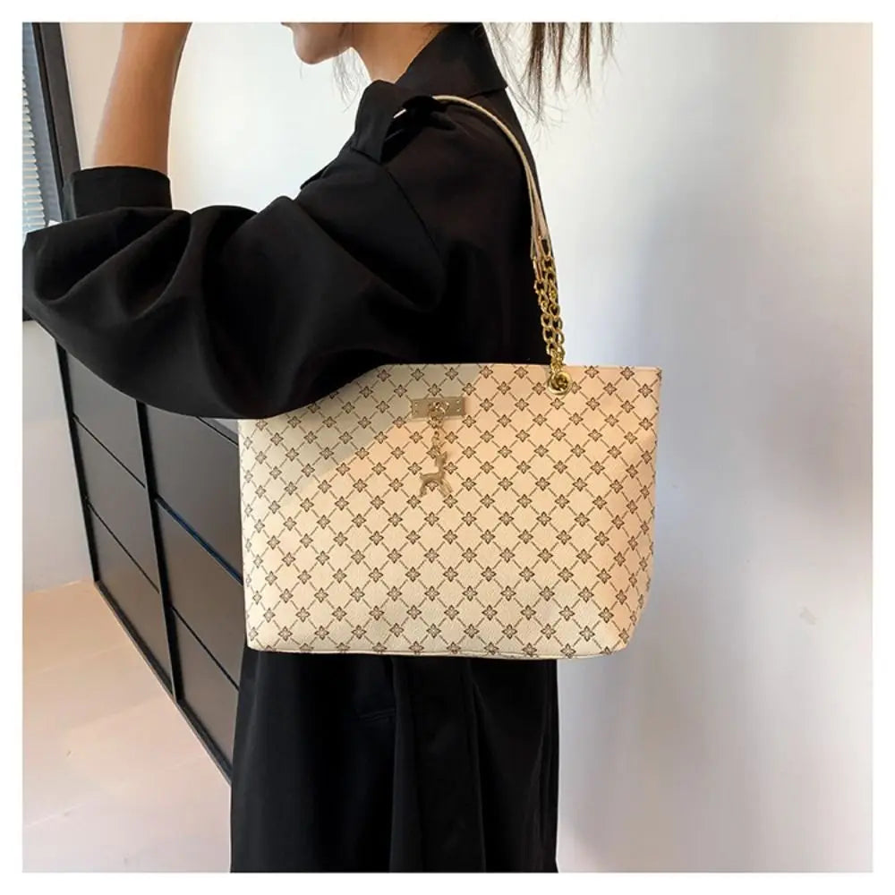 Luxury Print Bucket Tote Shopping Bag – Large Capacity Fashion Shoulder Purse for Women