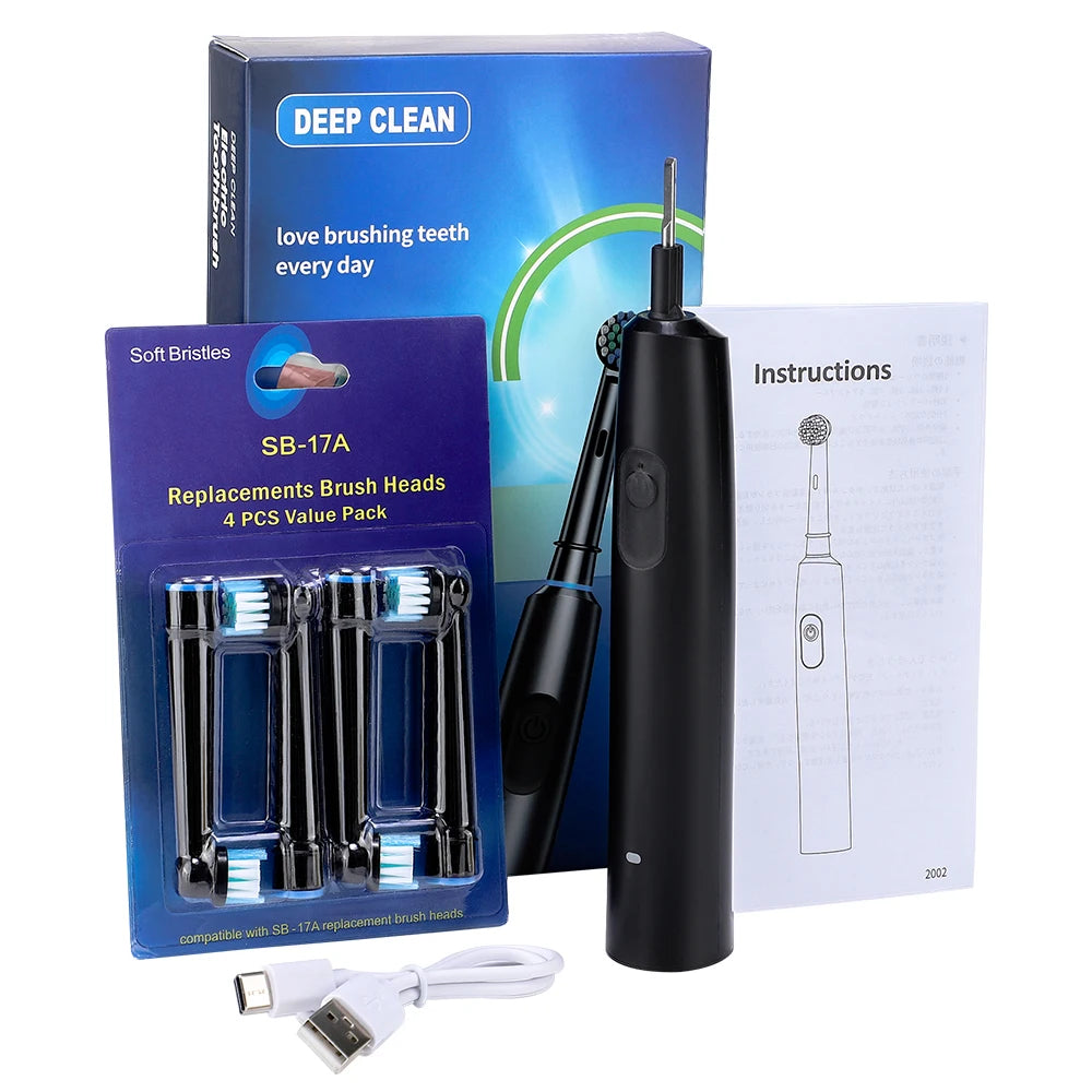 Ms.Dear Rotating Electric Toothbrush – 5 Modes, IP67 Waterproof, 30-Day Battery, 4 Brush Heads