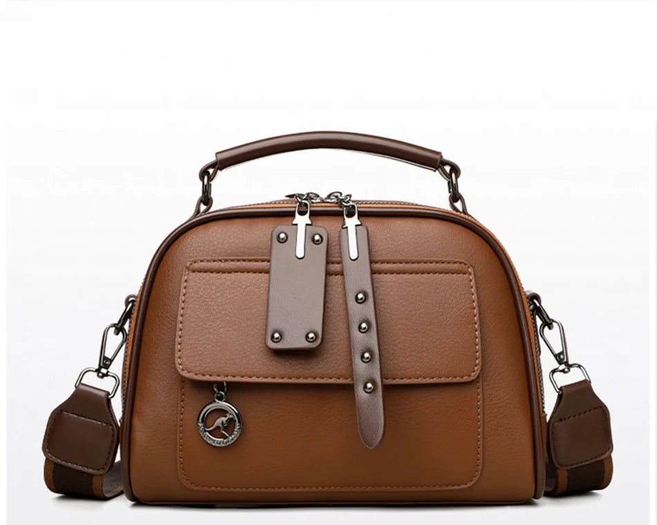 3-Layer Soft PU Leather Crossbody Shoulder Tote – Large Capacity Designer Messenger Bag for Women