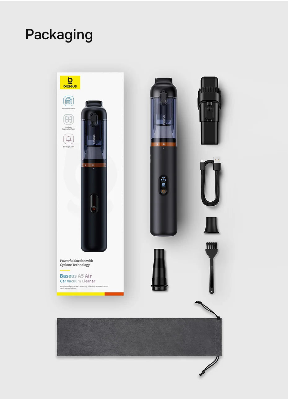 Baseus A5 Air 2-in-1 Wireless Car Vacuum Cleaner – Powerful Handheld Strong Suction Portable