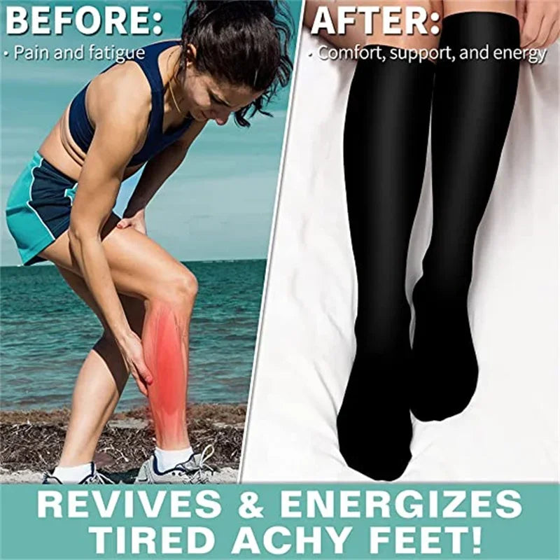 Knee High Compression Stockings 20-30mmHg – 6 Pairs Sports, Medical, Varicose Veins, Pregnancy, Edema & Diabetes