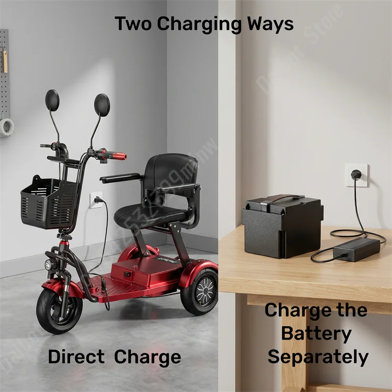 Foldable 3-Wheel Electric Mobility Scooter – 500W Dual Motor, 40 km Range