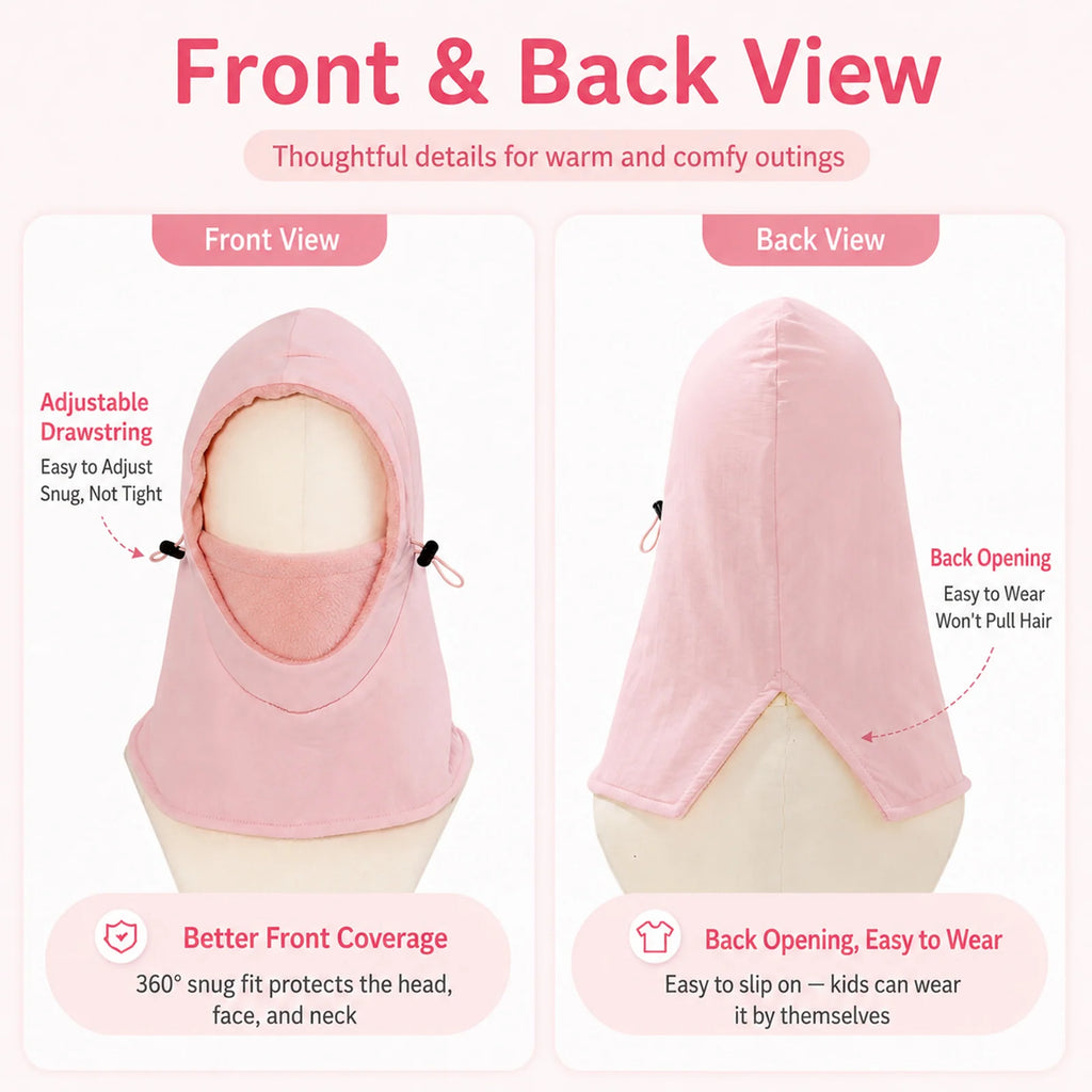 Kids' Fleece Winter Hood with Face and Neck Cover
