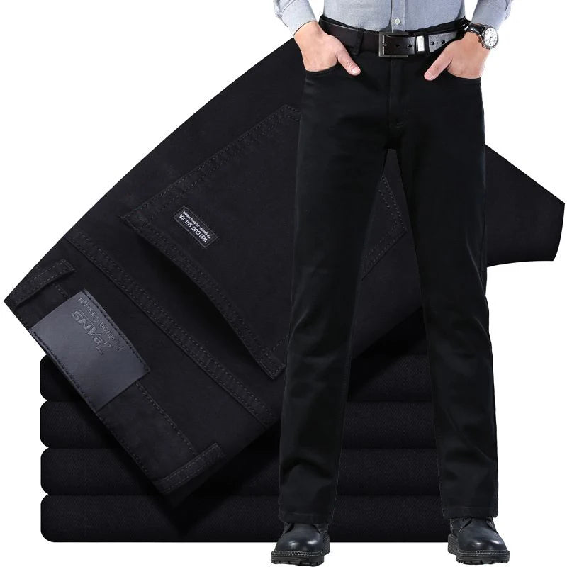 Men's Vintage Straight Stretch Jeans — Classic Business Denim Trousers