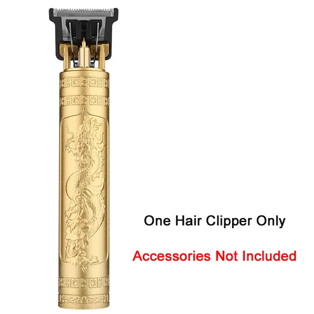 XMSJ Vintage Cordless Hair Clipper – USB Fast Charge, 85-Min Runtime, Dragon & Buddha Designs