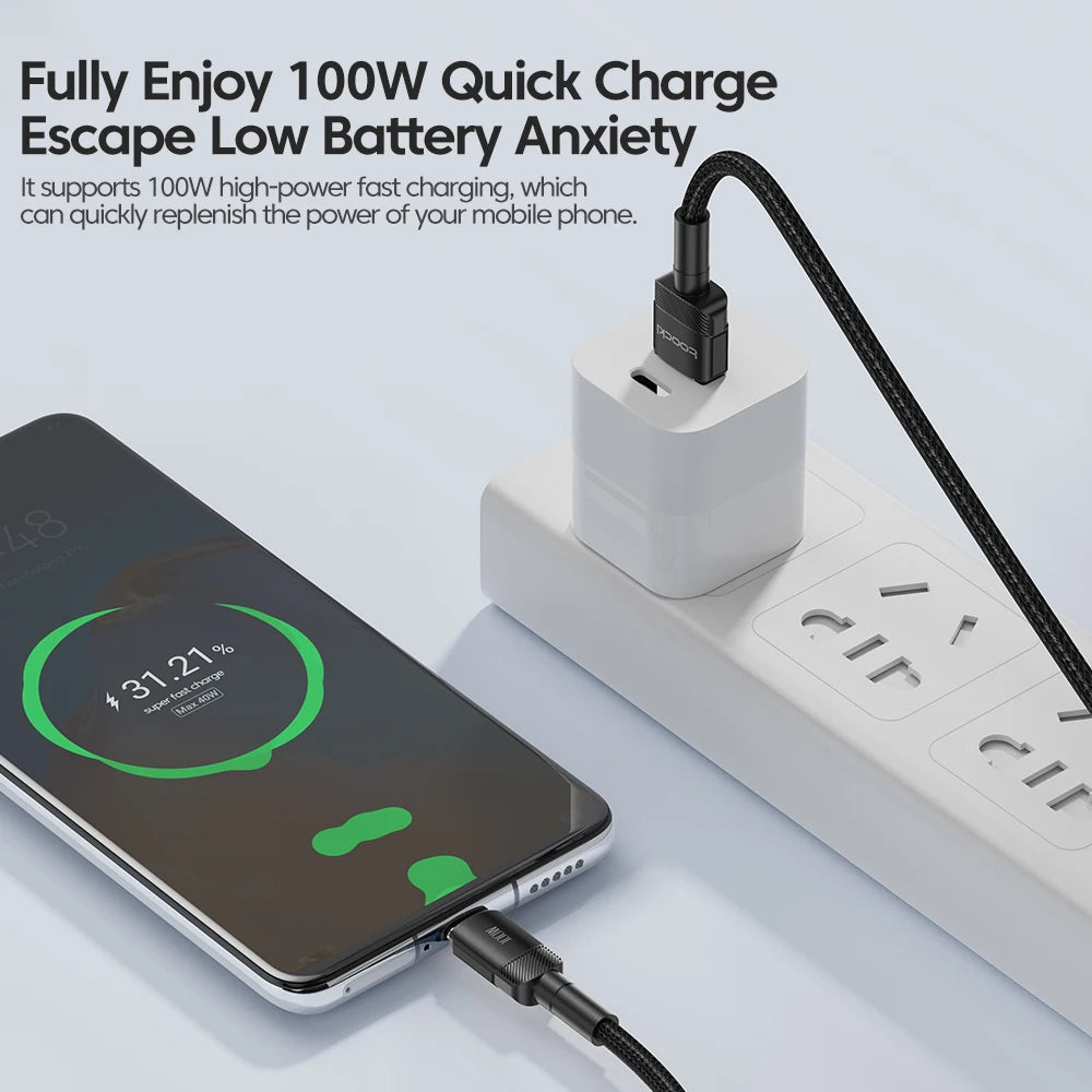 6A Speed. Braided Strength. Every Length. — Toocki USB-A to USB-C 6A 100W Fast Charging Cable | 0.25m to 3m, Huawei, Xiaomi, Samsung, OnePlus, 4 Colors