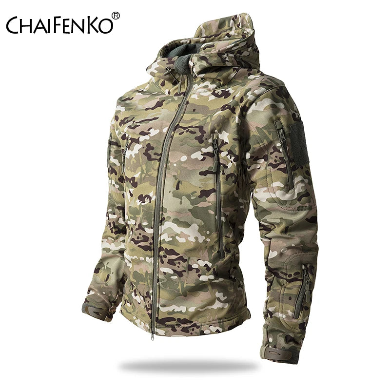 Men's Soft Shell Tactical Fleece Hooded Jacket