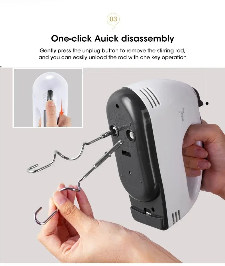 7-Speed Electric Hand Mixer – Automatic Blender for Cream, Eggs, Cake & Dough