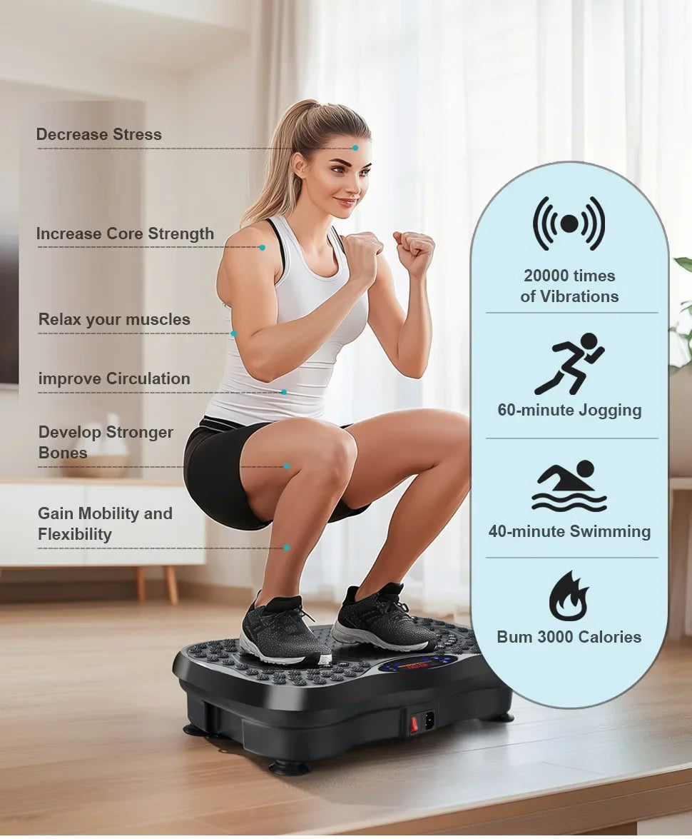 Vibration Plate Fitness Machine with Bluetooth Speaker — Fat Burning Full Body Workout Platform