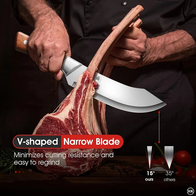 Stainless Steel Boning & Butcher Knife — Ultra-Sharp Curved Blade for Professional Cutting