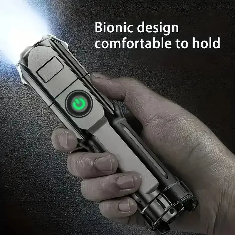 FT15 XPE LED Flashlight – USB Rechargeable, Zoomable, 100m Beam for Fishing, Hunting & Camping