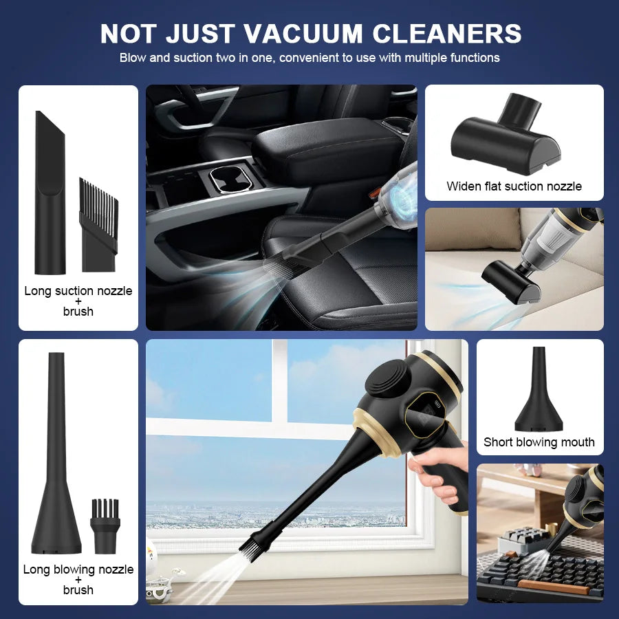 Wireless Car Vacuum Cleaner — Portable Cordless ABS Handheld Vacuum for Car & Home