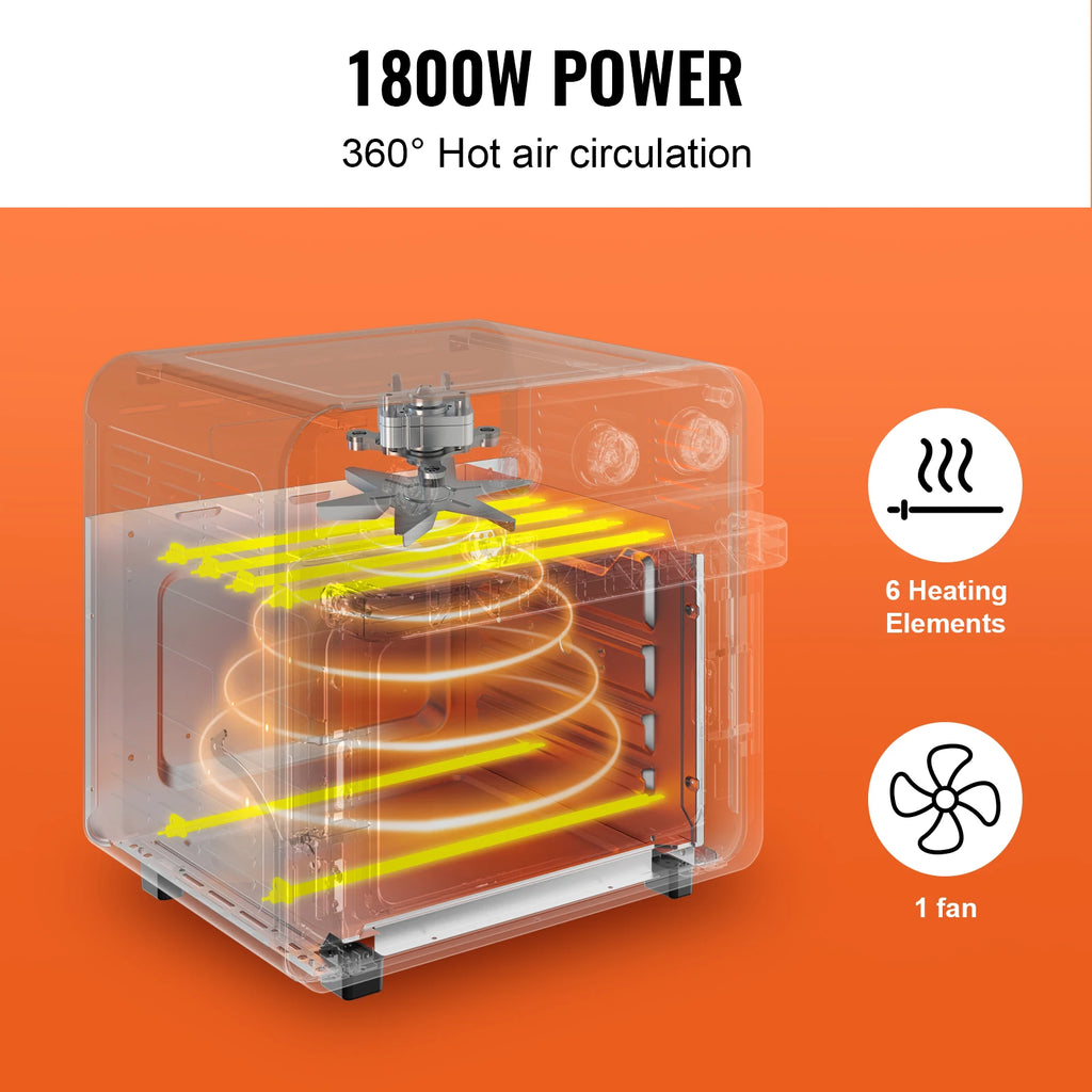 18L Air Fryer Toaster Oven 1700W — Stainless Steel Countertop Combo with Grill