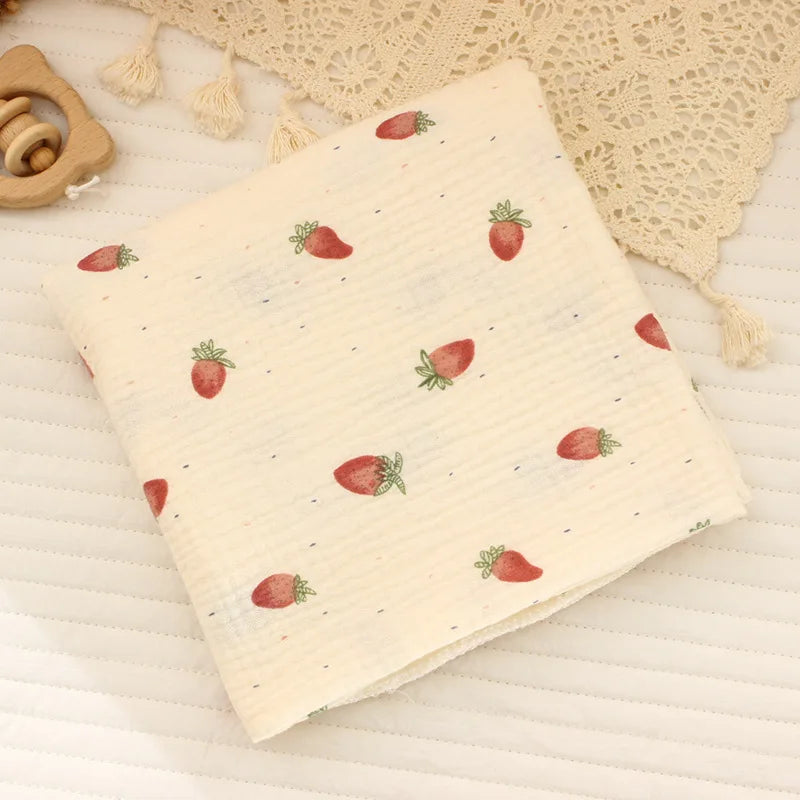 Cartoon Print Cotton Muslin Baby Swaddle Blanket – Soft Breathable Newborn Receiving Blanket