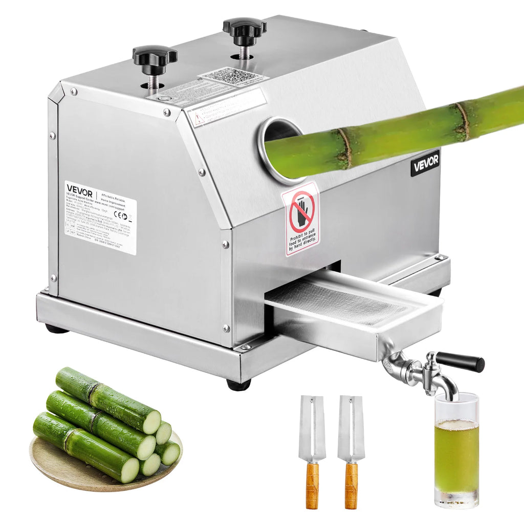 Commercial Sugarcane Juicer 110 LBS/H — 3 Stainless Steel Rollers, 2.4" Large Inlet
