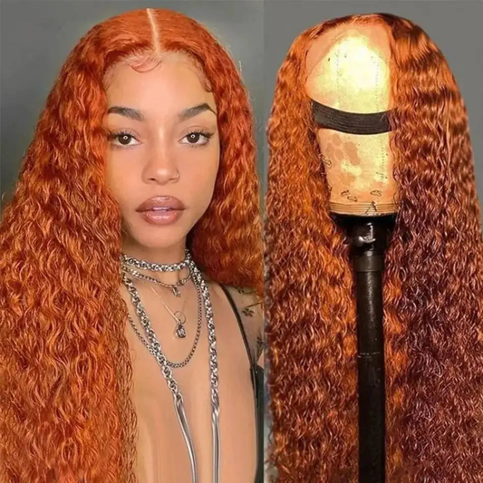 Ginger Orange Deep Wave Lace Front Wig | 30–36 Inch 13x4 13x6 4x4 HD Lace Colored Human Hair Pre-Plucked