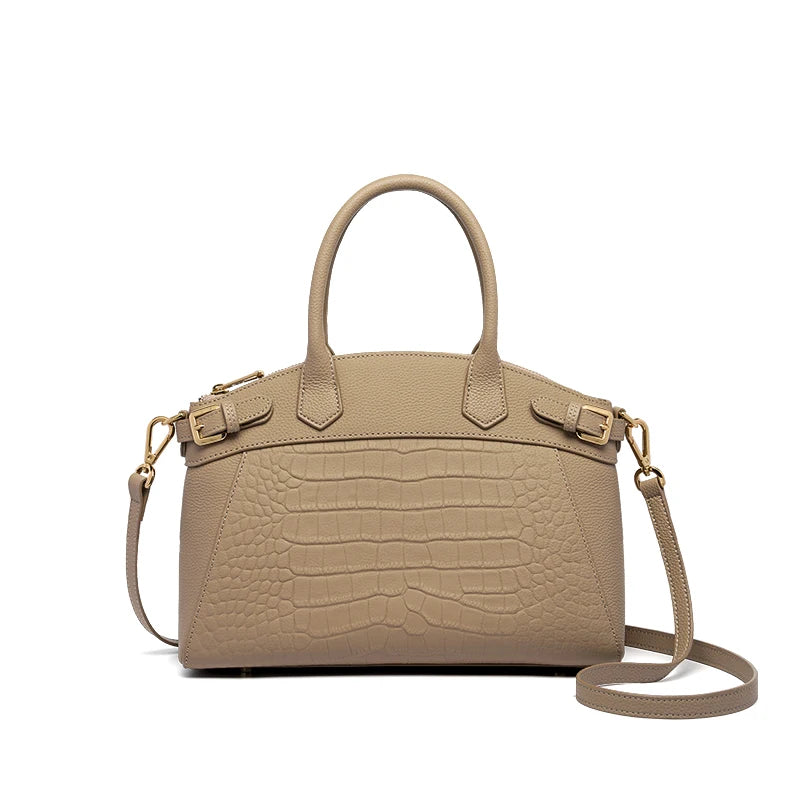 ZOOLER Genuine Cow Leather Flap Tote Bag – Luxury Lock Shoulder Crossbody Handbag for Women