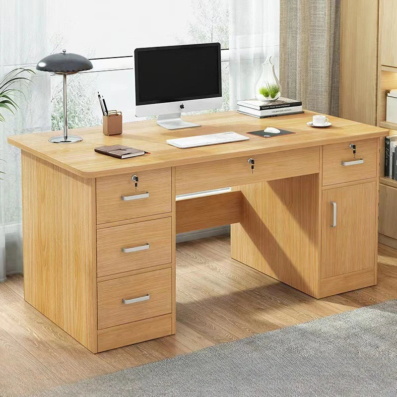 Modern Minimalist Writing & Computer Desk — Durable Wood Office Desk in Oak & Dark Walnut