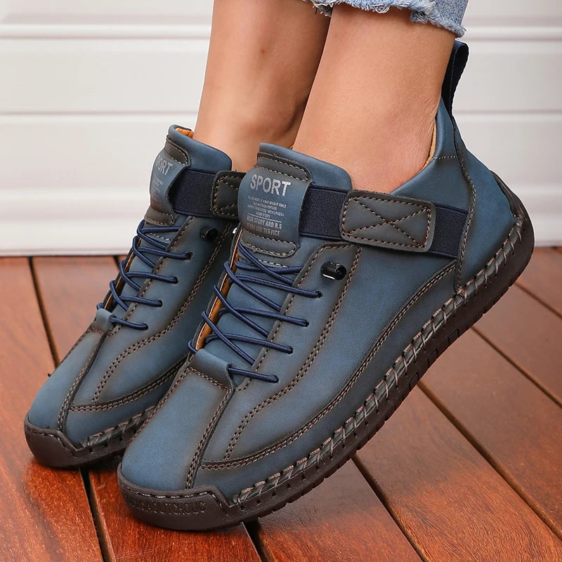 Faux Leather Lace-Up Casual Loafers
